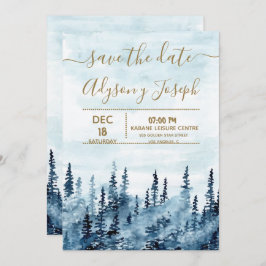 De Blauwe Bos Waterverf Save The Date Kaart