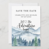 De blauwe Bosbergen van de Waterverf sparen de Dat Save The Date (Voorkant)