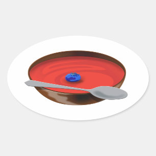 De blauwe bosbes in een Bowl van tomatensoep - Aus Ovale Sticker
