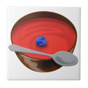 De blauwe bosbes in een Bowl van tomatensoep - Aus Tegeltje