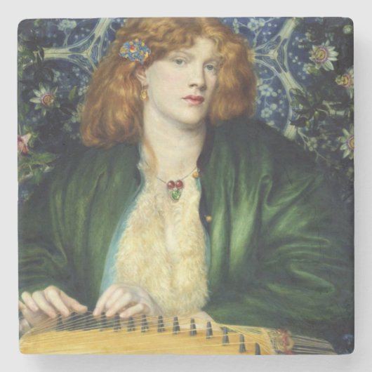 De Blauwe Bower (Dante Gabriel Rossetti) Stenen Onderzetter (Voorkant)