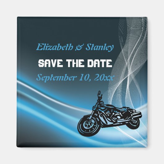 De blauwe bruiloft van de wegbiker sparen de Datum Magneet (Voorkant)