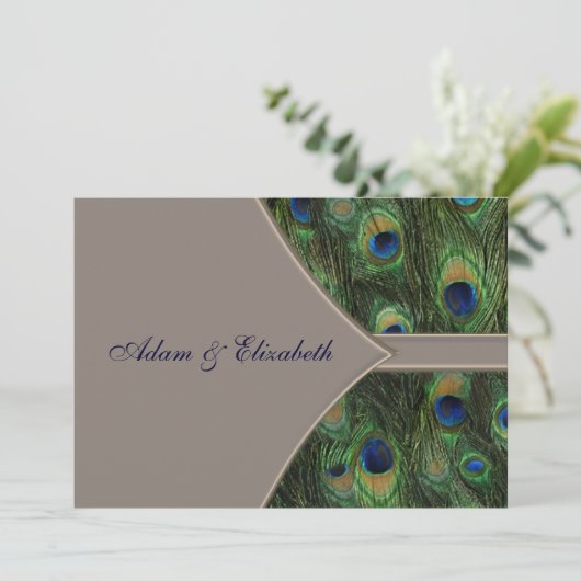 De blauwe Bruine Uitnodigingen van het Huwelijk (Staand voorkant)