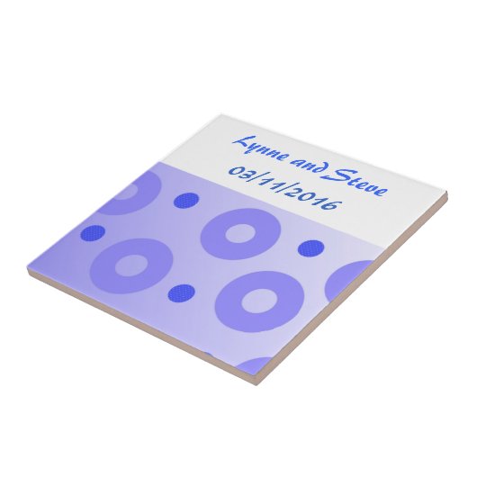 De blauwe Cirkels en de Stippen sparen de Datum Tegeltje (Zijkant)