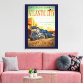 De blauwe Comet Train Wrapped Canvas afdrukken (Insitu (Woonkamer))