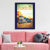 De blauwe Comet Train Wrapped Canvas afdrukken (Insitu (Woonkamer))