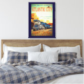 De blauwe Comet Train Wrapped Canvas afdrukken (Insitu (Slaapkamer))