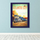 De blauwe Comet Train Wrapped Canvas afdrukken (Insitu (Houten vloer))