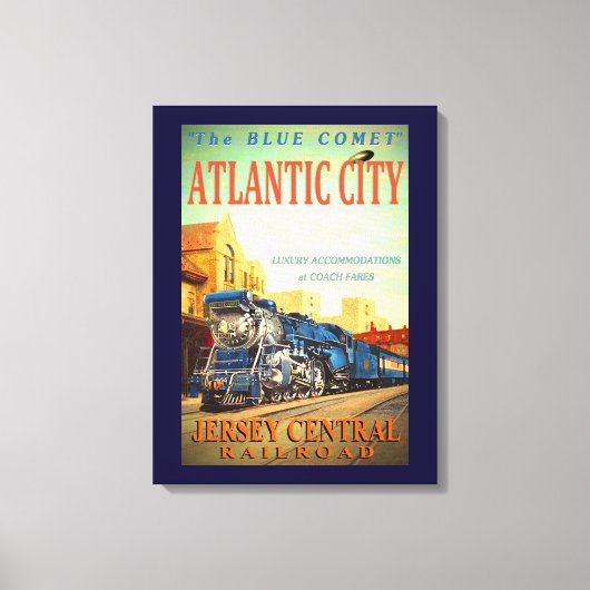 De blauwe Comet Train Wrapped Canvas afdrukken (Voorkant)