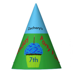 De blauwe Cupcake Gepersonaliseerde Petten van de Feesthoedjes