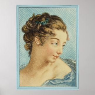 De blauwe dame van Louis-Marin Bonnet Poster