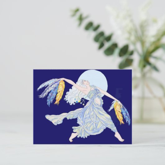 De blauwe Danser van de Maan Briefkaart (Staand voorkant)