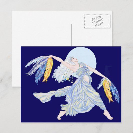 De blauwe Danser van de Maan Briefkaart (Voorkant / Achterkant)