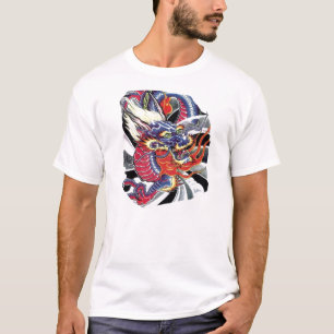 De Blauwe Draak - Japans Tattoo-ontwerp T-shirt