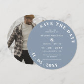 De blauwe Eenvoudige Foto bewaart de datum Save The Date (Voorkant / Achterkant)