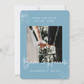 De blauwe Elegant Kader Lily grens sparen de Datum Save The Date (Voorkant)