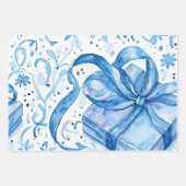 De blauwe elegantie van de marine inpakpapier vel (Voorkant 3)