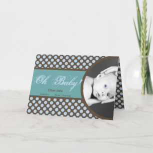 De blauwe en Bruine het babyjongen van de Stip Bedankkaart