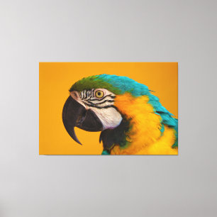 De blauwe en gele Macaw Ara Ararauna Parrot vogel Canvas Afdruk
