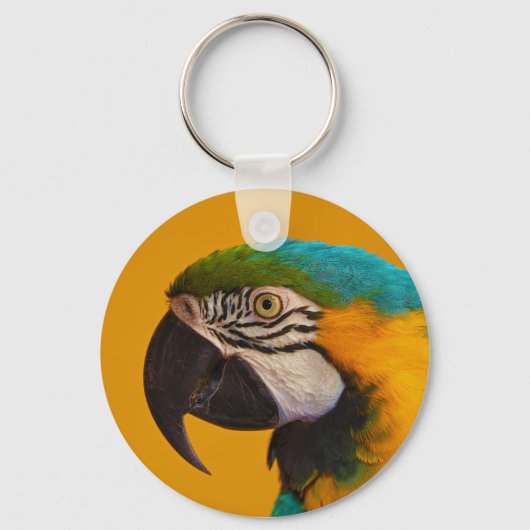 De blauwe en gele Macaw Ara Ararauna Parrot vogel Sleutelhanger (Voorkant)