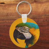 De blauwe en gele Macaw Ara Ararauna Parrot vogel Sleutelhanger (Voorkant)