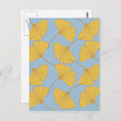 De blauwe en Gouden Bladeren van Ginkgo Ginko Briefkaart (Voorkant / Achterkant)