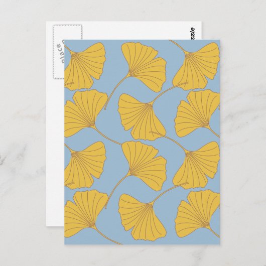 De blauwe en Gouden Bladeren van Ginkgo Ginko Briefkaart (Voorkant / Achterkant)