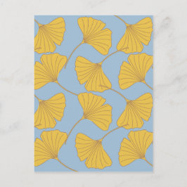 De blauwe en Gouden Bladeren van Ginkgo Ginko Briefkaart