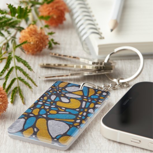 De blauwe en gouden Sleutelhanger (Voorkant Rechts)