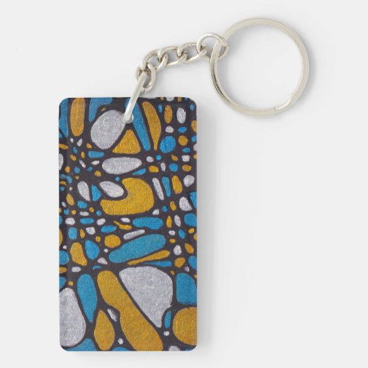 De blauwe en gouden Sleutelhanger (achterkant)