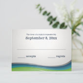 De Blauwe en Groene Reactie van de Staalgolf RSVP Kaartje (Staand voorkant)