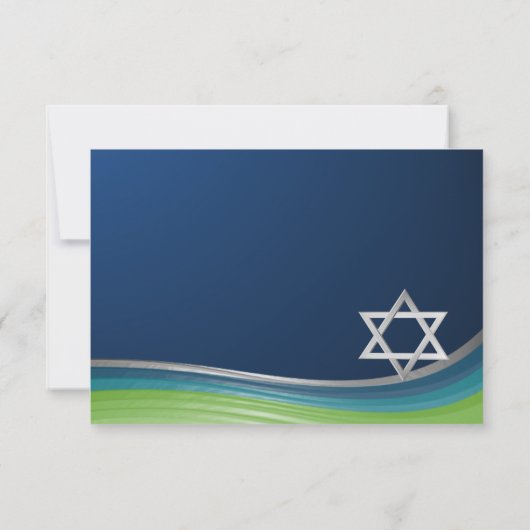 De Blauwe en Groene Reactie van de Staalgolf RSVP Kaartje (Achterkant)