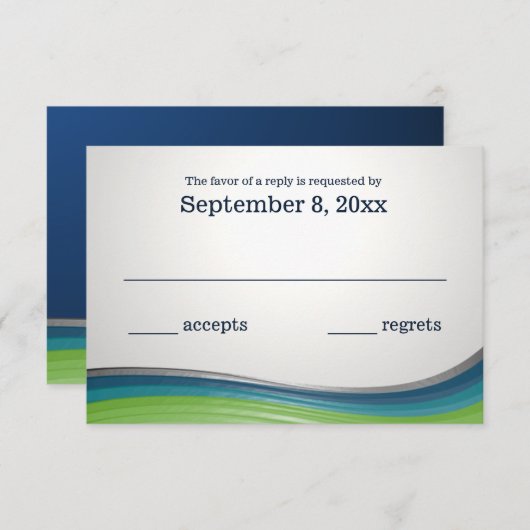 De Blauwe en Groene Reactie van de Staalgolf RSVP Kaartje (Voorkant / Achterkant)