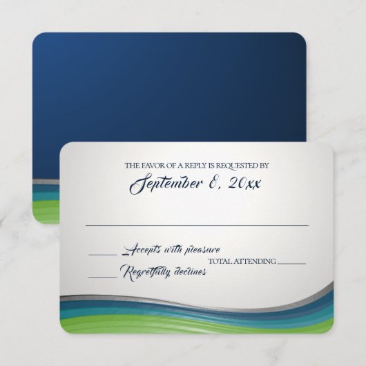 De Blauwe en Groene Reactie van de Staalgolf RSVP Kaartje (Voorkant / Achterkant)