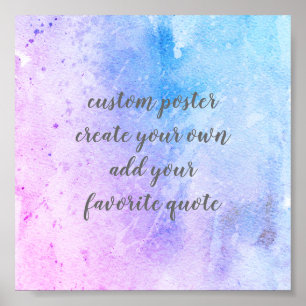 de blauwe en paarse douane voegt uw citaatwaterver poster