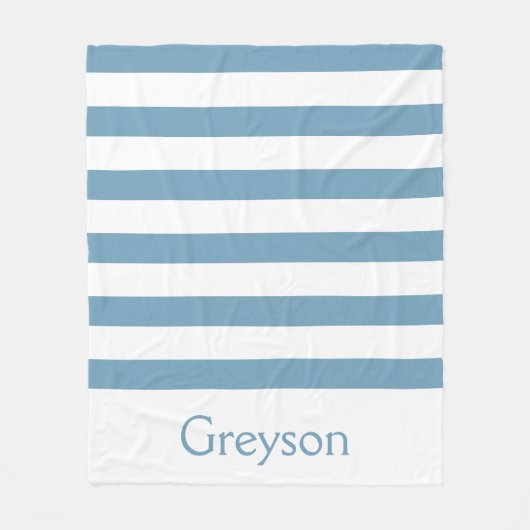 De Blauwe en Witte Gepersonaliseerde Strepen van Fleece Deken (Voorkant)