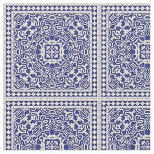 De blauwe en Witte Klassieke Stof van het Patroon
