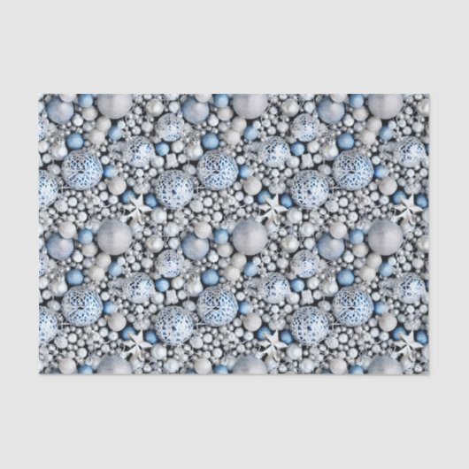 De Blauwe en Zilveren Kerstmisbol Reeks Ontwerp 6 Tissuepapier (Voorkant)