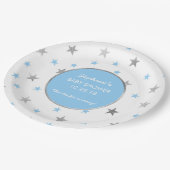 De blauwe en Zilveren Sterren fonkelen het decor Papieren Bordje (Gekanteld)