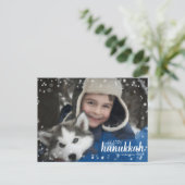 De blauwe Foto van de Vakantie van de Chanoeka van Feestdagenkaart (Staand voorkant)