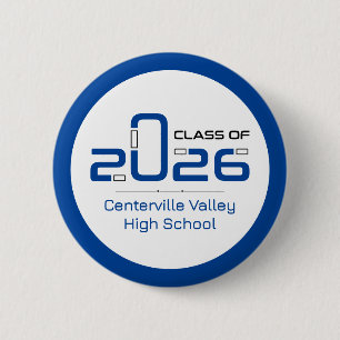 De blauwe futuristische klasse van 2026 ronde button 5,7 cm