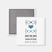 De blauwe Geeky Glasses sparen de Magnet van de Da (Voorkant / Achterkant)