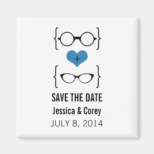 De blauwe Geeky Glasses sparen de Magnet van de Da (Voorkant)