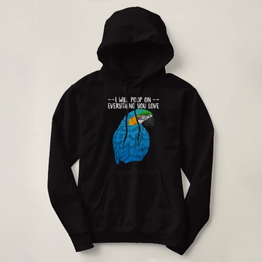 De blauwe gele papegaai zal alles op alles zetten hoodie (Design voorkant)