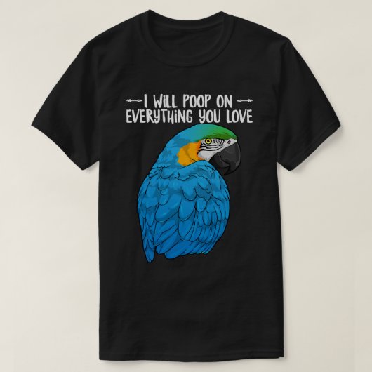 De blauwe gele papegaai zal alles op alles zetten t-shirt (Design voorkant)