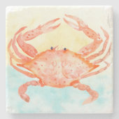 De blauwe Gele Waterverf van de Krab Stenen Onderzetter (Voorkant)