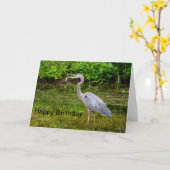 De blauwe Gelukkige Verjaardag van de Reiger Kaart (Gele Bloem)