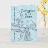 De blauwe Gelukwensen van het Huwelijk Kaart (Gele Bloem)