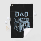 De blauwe gepersonaliseerde naam het Man de mythe  Golfhanddoek (Insitu)