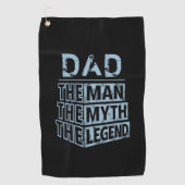 De blauwe gepersonaliseerde naam het Man de mythe  Golfhanddoek (Voorkant)